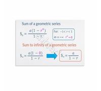 IDGTTLDF Essential Math Formulas Poster Geometric Series Sum Guide Educational Wall-Art for Study Room Home School Framed,16x24inch(40x60cm)