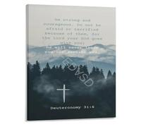 IDGTTLDF Faith Based Decor Deuteronomy 31 6 Be Strong And Courageous Scripture Poster Christian Canvas Art Framed,08x12inch(20x30cm)