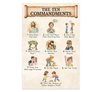 IDGTTLDF Faith-Based Learning - The Ten Commandments for, Bible Verse Wall-Art for Christian Values, Testament Scripture Decor for Home and Church Unframed,16x24inch(40x60cm)