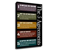 IDGTTLDF Five Agreements Poster Personal Growth Motivational Wall-Art Based on Toltec Wisdom for Office or Living Room Unframed,08x12inch(20x30cm)