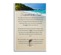 IDGTTLDF Footprints in The Sand Poem Wall Art, When Only One Set of Footprints Jesus Carried Me, Christian Canvas Print for Office Desk, Inspirational Gift Idea Unframed,16x24inch(40x60cm)