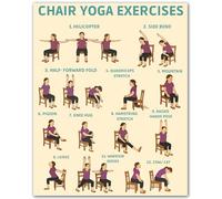 IDGTTLDF Gift for Active Seniors - Chair Yoga Exercise Chart & Gentle Guide, Uplifting Wall Art for Parents, Grandparents, and Caregivers Support(Framed,12x18inch(30x45cm))