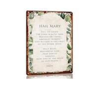 IDGTTLDF Hail Mary Prayer Our Lady Catholic Devotional Metal Tin Sign Classic Typography Wall Decor for Bedroom Quiet Corner Sacristy Classroom Faith Inspiration 8 X 12 inch