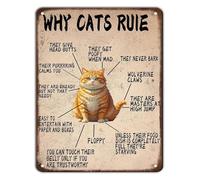 IDGTTLDF Humorous Why Cats Rule Retro Metal Tin Sign Novelty Wall Decor for Cat Owners Living Room or Bar 8 X 12 in