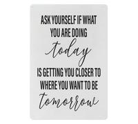 IDGTTLDF Inspirational Today Question Metal Sign Ask Yourself If What You Are Doing Retro Tin Plaque Goal Setting Wall-Art for Home School Room 8 X 12 inch