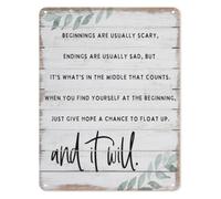 IDGTTLDF Life Journey Quote Metal Tin Sign Beginnings Scary Endings Sad Middle Is Everything Rustic Wall Decor for Gift Friend Family Coworker 8 X 12 inch