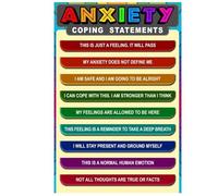 IDGTTLDF Mental Wellness Encouragement Poster - Affirmations for Mindfulness & Self Care, Supportive Wall Art for Office, Classroom and Therapy Office Decor Framed,12x18inch(30x45cm)