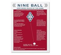IDGTTLDF Nine Ball Rules Billiards Game Reference Poster Canvas Print Wall Art for Home Game Room Unframed,16x24inch(40x60cm)