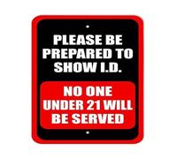 IDGTTLDF Official We Check ID Sign Age Verification Metal Tin Sign for Bar Wall Decor No One Under 21 Served 8 X 12 in