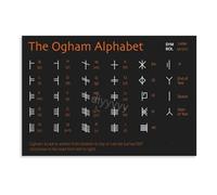 IDGTTLDF Ogham Script Reference Poster Visual Guide to the Ancient Irish Alphabet for Language Learners and Historians(Unframed,08x12inch(20x30cm))