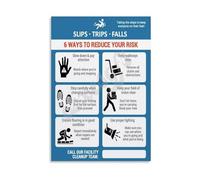 IDGTTLDF OSHA Poster Slip Trip Fall Prevention Guidelines Wall-Art for Workplace Compliance Office Industrial Decor Framed,12X18inch(30X45cm)