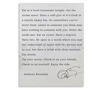 IDGTTLDF Quote Poster Canvas Vintage Anthony Bourdain Eat at a Local Restaurant Tonight Inspirational Wall-Art for Bedroom Living Room Framed,08x12inch(20x30cm)