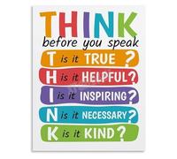 IDGTTLDF Respectful Communication Poster THINK Before You Speak SEL Rules Canvas Painting for Classroom Decor Unframed,08x12inch(20x30cm)