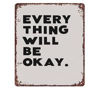 IDGTTLDF Retro Metal Sign Everything Will Be Okay Encouraging Words For Home Office Bedroom Classroom Waiting Room Warm Supportive Art 8 X 12 inch