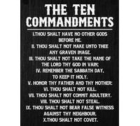 IDGTTLDF Rustic Ten Commandments Wall Art, Christian Inspirational Bible Verses Poster, Religious Scripture Sign for Home Office, Church, Man Cave Decor Framed,12x18inch(30x45cm)