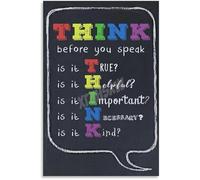 IDGTTLDF School Counseling Office Decor THINK Before You Speak Poster SEL Rules Canvas Painting Wall-Art Unframed,12x18inch(30x45cm)