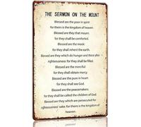 IDGTTLDF Sermon on the Metal Tin Sign Matthew Chapter 5 Bible Verse Wall Decor Rustic Scripture Design for Home Living Room Bedroom 8 X 12 inch