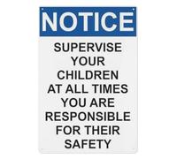 IDGTTLDF Supervision Required Metal Sign Always Watch Tin Plaque Caution Notice Wall-Art for Daycare Center Classroom Park Entrance 8 X 12 inch