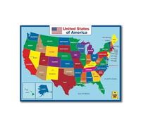 IDGTTLDF Teacher's United States Map, Double-Sided Laminated Classroom Poster, Write-On Wipe-Off Geography Tool for Elementary School, Homeschool, Teaching Aid Framed,08x12inch(20x30cm)