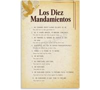 IDGTTLDF Ten Commandments Spanish Edition Poster Los 10 Mandamientos Scripture Wall-Art Canvas Print for Bedroom Home Office Decor Framed,16x24inch(40x60cm)