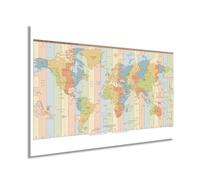 IDGTTLDF Time Zone Map of the World Poster World Time Zones Chart GMT UTC Wall-Art for Office Decor Home Study Travel Agency Wall Decor(Framed,12x18inch(30x45cm))