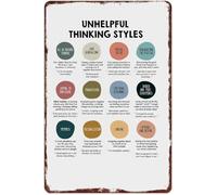 IDGTTLDF Unhelpful Thinking Styles Cognitive Distortions Metal Tin Sign Mental Health Psychoeducation Poster For Office Home Classroom Wall-Art 8 X 12 inch