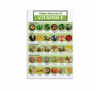 IDGTTLDF Vegetarian Vegan Guide Poster Top Plant Based Vitamin E Foods Chart Canvas Wall Art for Yoga Studio Pantry Decor Unframed,12x18inch(30x45cm)