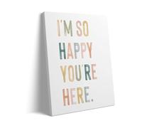 IDGTTLDF Welcome Home Print: I'm So Happy You're Here Canvas Art with Pastel Letters, Uplifting Wall Decor for Bedroom, Classroom, Entryway and Space(Unframed,16x24inch(40x60cm))