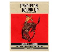 IDGTTLDF Western Bronc Rider Wall Art Canvas Print, Pendleton Round-Up Rodeo Scene with Real Wood Hanger, Rustic Cowboy Decor for Home Office Unframed,08x12inch(20x30cm)