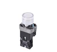 IDGTTLDF XB2-BW33B1C BW3361C Round Flat Head Button with Light Start Stop Normally Open Normally Closed self-Reset Switch(White,220V)