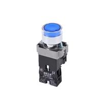 IDGTTLDF XB2-BW33B1C BW3361C Round Flat Head Button with Light Start Stop Normally Open Normally Closed self-Reset Switch(Blue,220V)