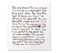 IDGTTLDF You are Brave Motivational Wall Decor Colorful Daily Affirmations Poster Quotes Wall-Art for Mental Health Office Classroom Framed,08x12inch(20x30cm)