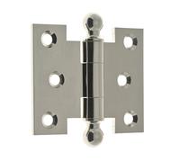 IDH by St. Simons 80252-014 Professional Grade Quality Solid Brass 2-1/2" x 3" Parliament Hinges with Ball Finials (Pair), Bright Nickel, 2-1/2 x 3-Inch