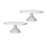 Idhadkc 2pcs 12 Inch Iron Round Cake Stand Cake Plate Pedestal Dessert Holder Wedding Birthday Party-White