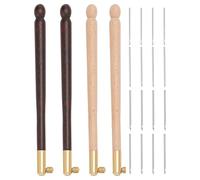 Idhadkc 4 Pcs Tambour Hooks Kit with 12 Needles, Embroidery Crochet Hooks Wooden Handle Sequin Beads Needle Set