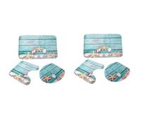 Idhadkc Beach Seashells Starfish Sand Bath Mat Holidays Summer Bathroom Carpet Rug Non-Slip 6 Piece Starfish Floor