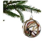 Idhant Bauble - White with Multicolour Chain Stitch Embroidery | 8 cm | Luxury Handmade Fabric Ornament | Sustainable Home Décor | Elegant Gifting & Event Styling | UK Artisan Made