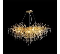 IDHBGJD Frosted Tree Branch Crystal Chandelier Gold Modern High Ceiling Pendant Light - Ideal Hanging Fixture for Dining Room Table Kitchen Island & Living Room Rectangular 120cm