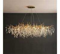 IDHBGJD Gold Luxury Crystal Chandelier Lighting Modern Crystal Tree Branche Chandelier Crystals Ceiling Light Fixtures for Dining Room Kitchen Island Bedroom Living Room Rectangular L47.2