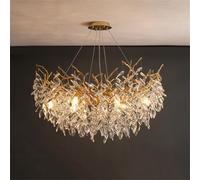 IDHBGJD Gold Luxury Crystal Chandelier Lighting Modern Crystal Tree Branche Chandelier Crystals Ceiling Light Fixtures for Dining Room Kitchen Island Bedroom Living Room Round D23.6