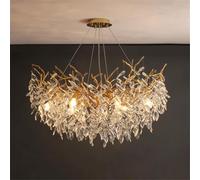 IDHBGJD Gold Luxury Crystal Chandelier Lighting Modern Crystal Tree Branche Chandelier Crystals Ceiling Light Fixtures for Dining Room Kitchen Island Bedroom Living Room Round D31.5