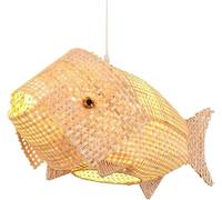 IDHBGJD Japanese Style Chandelier Basket Lamp Shade Rustic Wicker Handmade Fish Shape Wicker Pendant Light Rattan Woven Ceiling Lamp Foyer