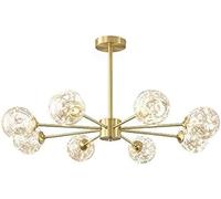IDHBGJD Retro Brass Artificial Satellite LED Pendant Lights Crystal Ball Shade Semi Flush Pendant Light Mounted Branches Chandeliers Polished Gold Ceiling Light Foyer