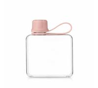 IDIDG Flat Water Bottle Travel Flask Portable 10.5 oz BPA Free Tritan Square Small Water Bottles Leakproof Slim Water Bottle for Purse Travel Pocket Sports Fitness (Pink, 10.5 OZ)