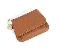 IDIDG Small Wallet for Women Genuine Leather Keychain Wallet RFID Blocking Card Case Slim Tri-Fold Wallet with Coin Pocket (Brown)