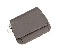 IDIDG Small Wallet for Women RFID Blocking Genuine Leather Slim Keychain Wallet Tri-Fold Card Case with Coin Pocket, Deep Grey, Minimalist