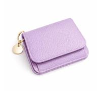 IDIDG Small Wallet for Women RFID Blocking Genuine Leather Slim Keychain Wallet Tri-Fold Card Case with Coin Pocket, Purple, Casual