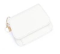 IDIDG Small Wallet for Women RFID Blocking Genuine Leather Slim Keychain Wallet Tri-Fold Card Case with Coin Pocket, White, S, Minimalist
