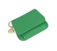 IDIDG Small Wallet for Women RFID Blocking Genuine Leather Slim Keychain Wallet Tri-Fold Card Case with Coin Pocket, Green, Minimalist