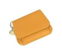 IDIDG Small Wallet for Women RFID Blocking Genuine Leather Slim Keychain Wallet Tri-Fold Card Case with Coin Pocket, Yellow